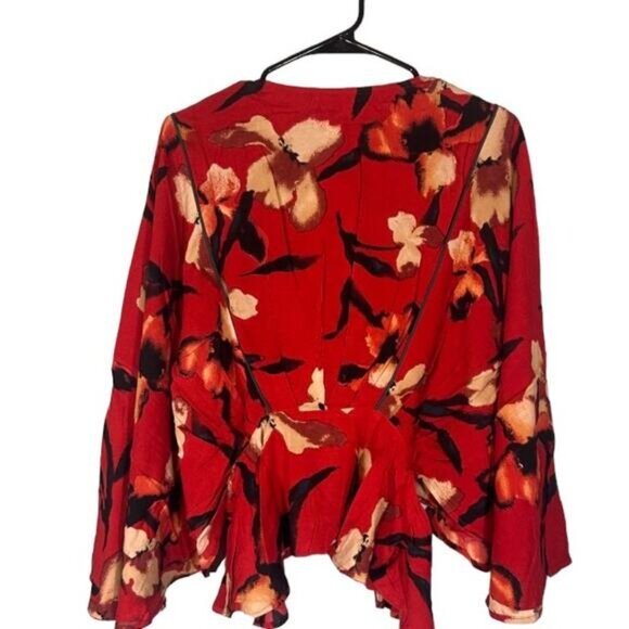 Band of the Free Red The High Priestess Floral Batwing Blouse Women Sz M - Picture 2 of 10